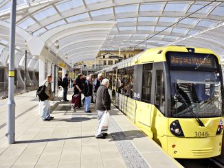 tram tracks in Manchester